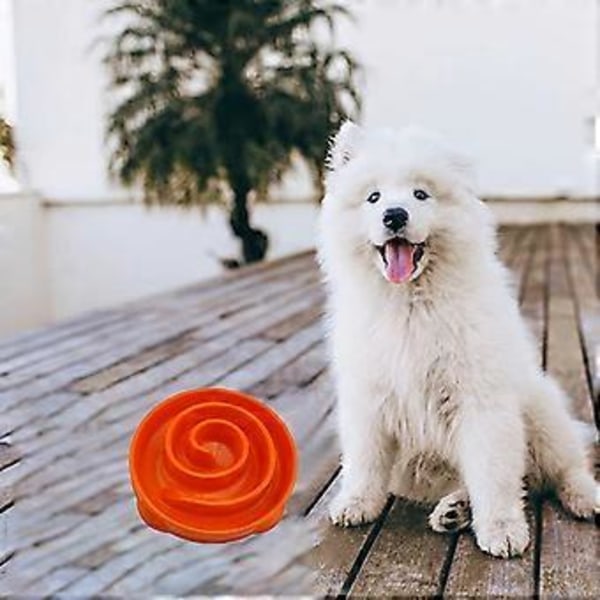 Matskål för husdjur, anti-kvävningsskål för hundar, kattskål, skål för långsam matning, skål för långsam matning (orange S)