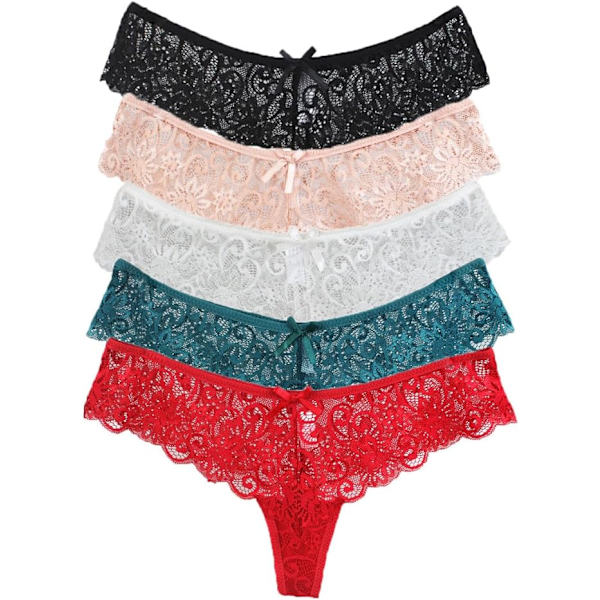 Naisten seksikkäät pitsiset alushousut G-string ja Tanga 5 pakkausta