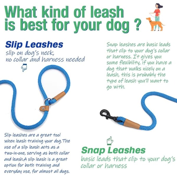 Hunde Snore Slip Lead og Snap Hook Snore Flettet Reb Holdbar Kæledyr