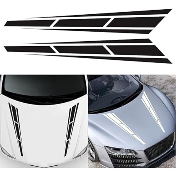 2 stk. Bil Hætte Krop Stripe Sticker, Universal PVC Hætte Stripe Grafisk