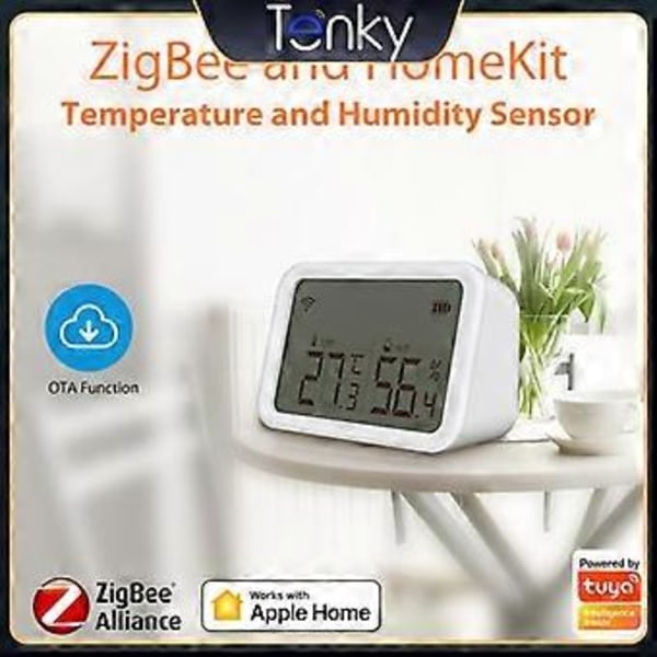 Termometer Batteridriven 2.4ghz Smart Temperatursensor Tuya LCD-skärm Med