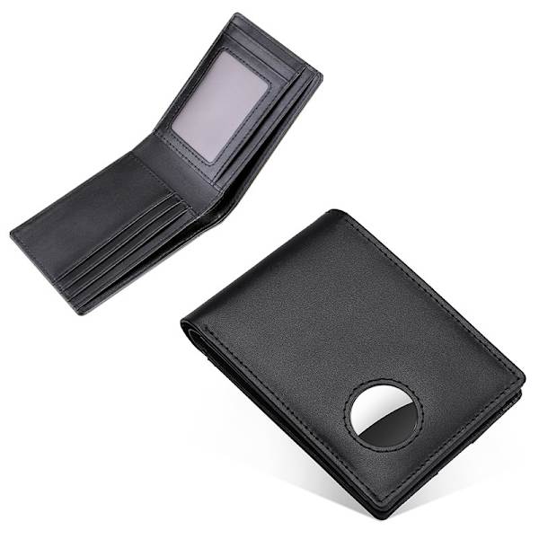 Sort AirTag-pung til mænd - Stor AirTag RFID-blokerende bifold