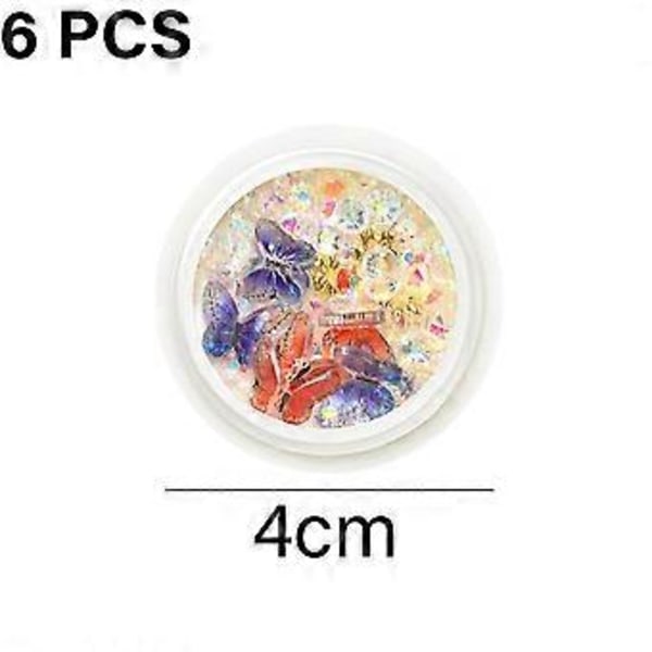 6 stk. 3D sommerfugl negle charm DIY neglekunst design