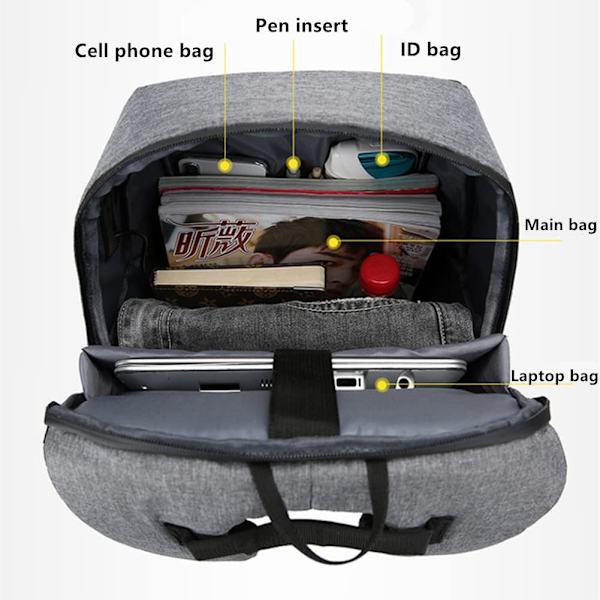 Vadderad 15,6\" laptopryggsäck med USB-laddningsport