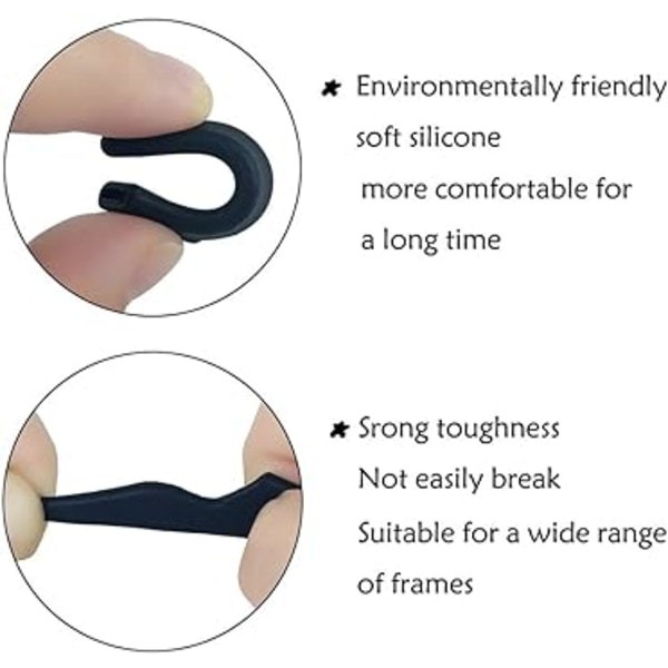 (7 par sort) 14 stk. briller Anti-slip silikone øreklips, glas