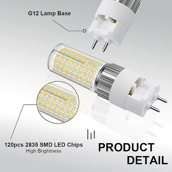 1 stk (3000K) LED G12 16W Kald Hvit, Bi-Pin Kornpære (150W Halogen