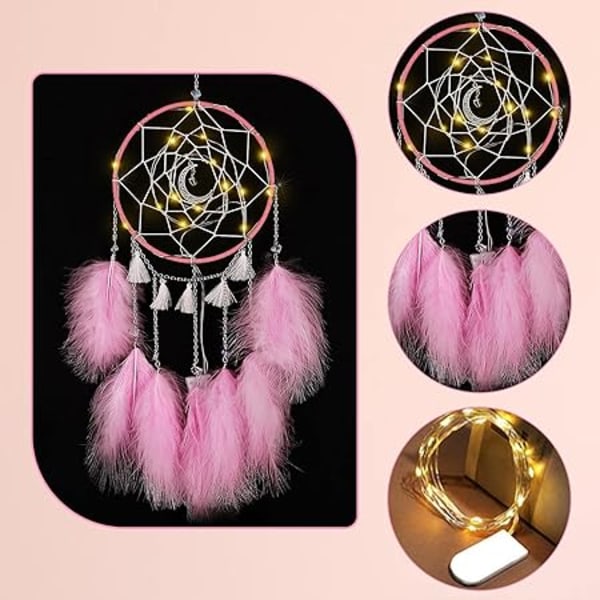 Flotte drømme Pink Dream Catchers til piger, Moon Dream Catcher wit