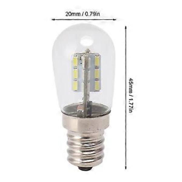 5 st E12 LED-lampa Hög Ljusstyrka 120V Kylskåpslampa med 24 st Pärlor för Kylskåp Vit Ljus