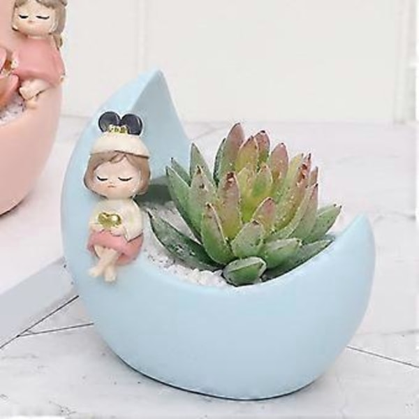 Penholder Blomsterpotter Silikoneform Månepige Epoxy Resin Form DIY Dekorationsværktøj Gips Håndværk Gipsfremstillingsforsyning