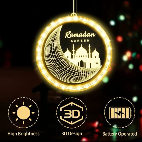 Eid Ramadan dekorative fe-lys, stjerne-månelys-girlander Ramad