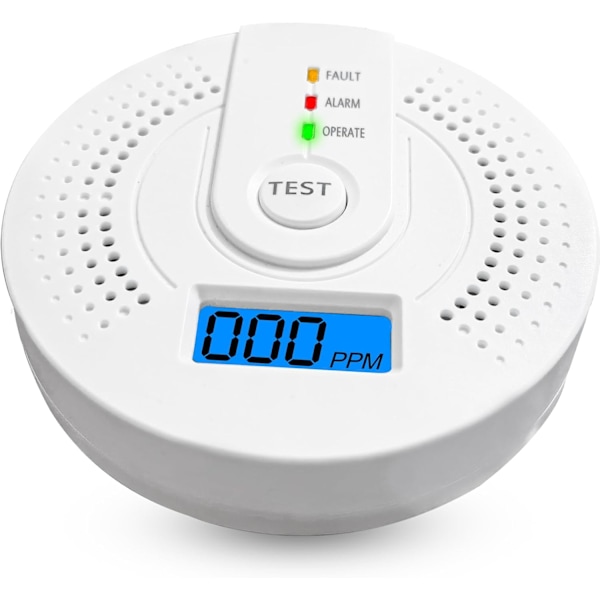 Koldioxiddetektor, koldioxidlarm med LED-display, uppfyller EN50291-standarden (exklusive AA-batteri)