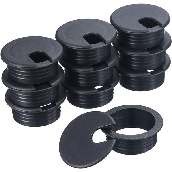 10 Pack Svart (38 mm/ 1,5 tum Monteringshål Diameter) Skrivbordsgenomföring