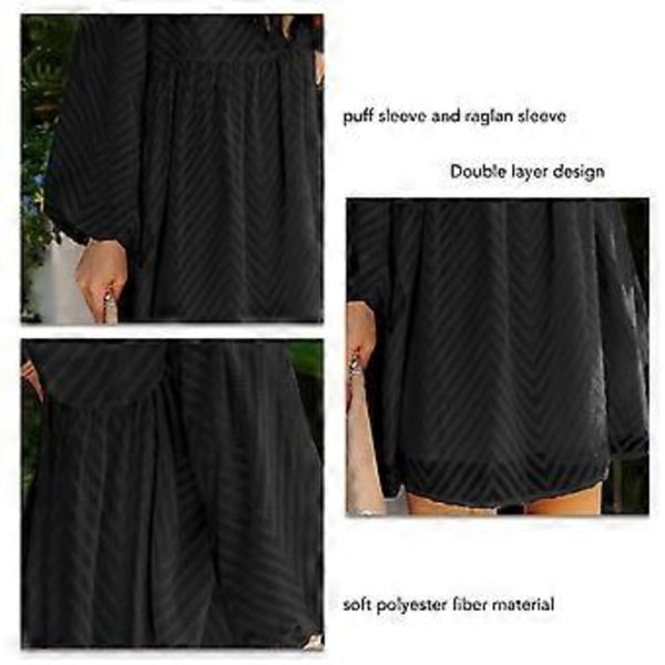 Langermet Kjole Myk Hudvennlig Dobbelt Lag Puff Raglan Erme Dame Sommer Tunika Kjole for Sommer Damer