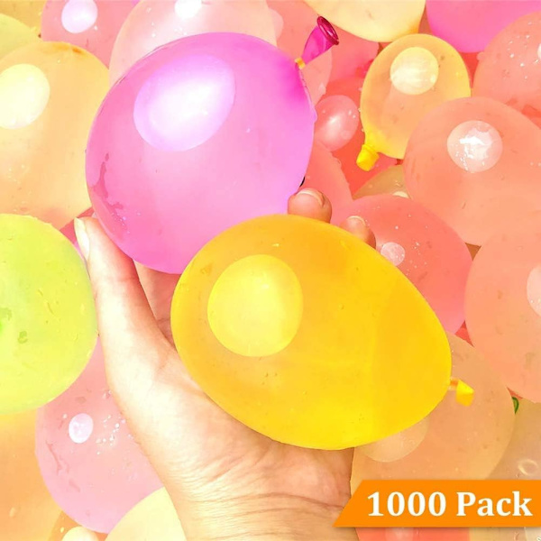 Vandballoner Refill Kits 1000 Pakke Farverige Latex Bomber Vandkampspil Sports Splash Sommersjov til Børn og Voksne（B）
