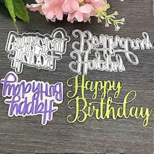 Grattis på födelsedagen Skärande Dies Set Präglingsformar Stenciler för att Göra Födelsedagskort Inbjudan DIY Scrapbooking Album