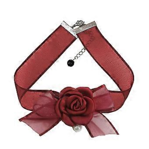 Säädettävä pituinen kaulakoru kangaskukka choker-kaulakoru retrotyylinen kaulakoru täydellinen lahja muodin ystäville