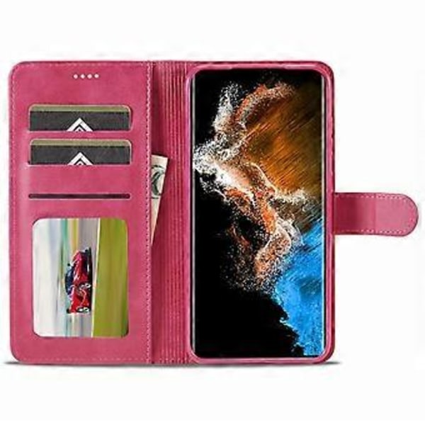 LC.IMEEKE Etui til Samsung Galaxy S24+ Kalveskindsstruktur Læder Stand Telefon Beskyttelsescover Style D