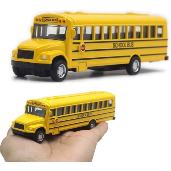 Lekebil lekestøping gul skolebuss modell pull back gummi