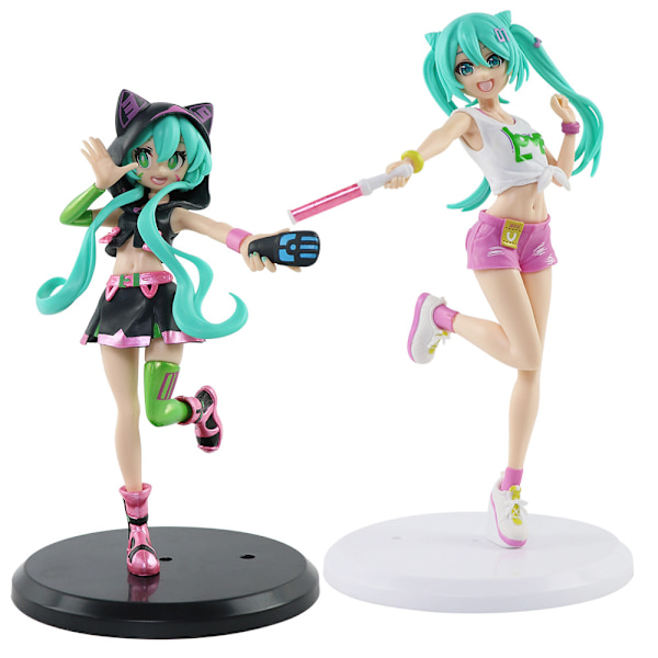 Cartoon Hatsune Miku Färgglad Scen Original Målning Vacker G