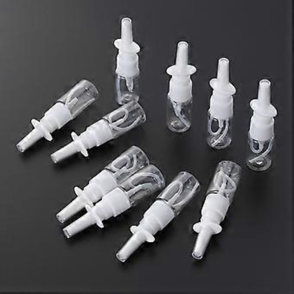 10 st 10 ml Portabla Nässprayflaskor Rinit Återfyllningsbara Fin Mist Tomma Sprayflaskor (10M Transparent Platt Skuldra Flaska + 18R Direktinsprutning)