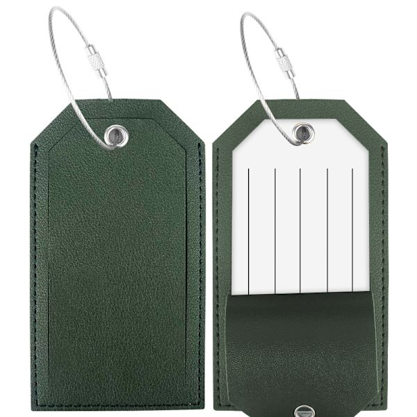 6,5*11,5cm, (mørkegrøn), 2 pak TravelMore Polyuretan Kuffert Tags