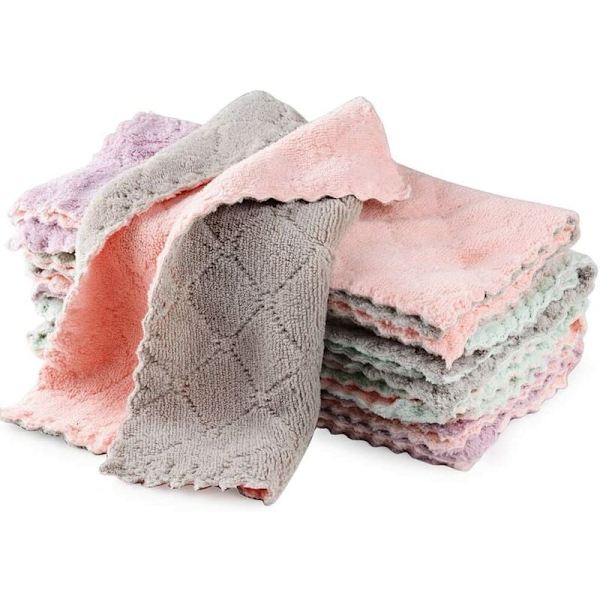 5 stk Absorberende Kjøkkenhåndklær Dobbeltsidig Mikrofiber Rengjøringsklut