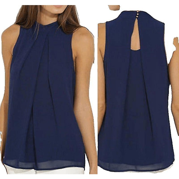 Topp mote Chiffon ermeløs skjortebluser.S.