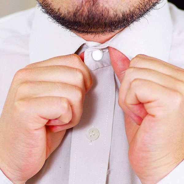 10-pack, 0,74 tum vita metallkrageförlängare – Stretch krageförlängare