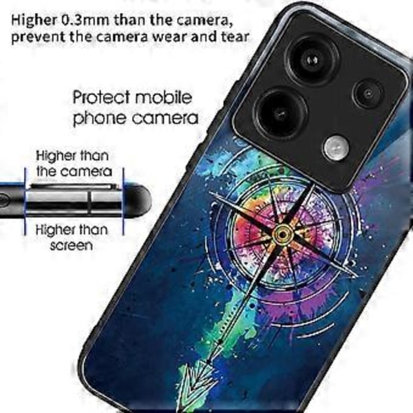 Skal för Xiaomi Redmi Note 13 Pro 5G/Poco X6 5G Härdat Glas+TPU Mönstertryck Baksida Telefonskal Style L
