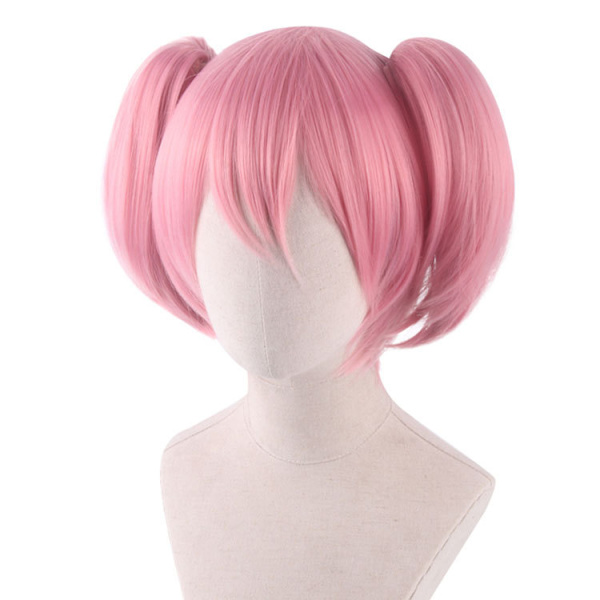35cm/ 14 Tum Kort Lockig Flätad Dam Peruk (Rosa)