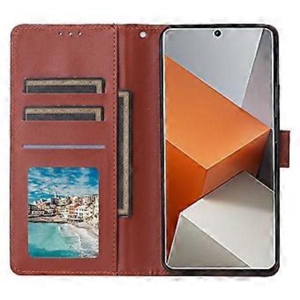 För Xiaomi Redmi Note 13 Pro+ 5G Fodral PU Läder Ställ Telefonskal med 3 Kortplatser Style B