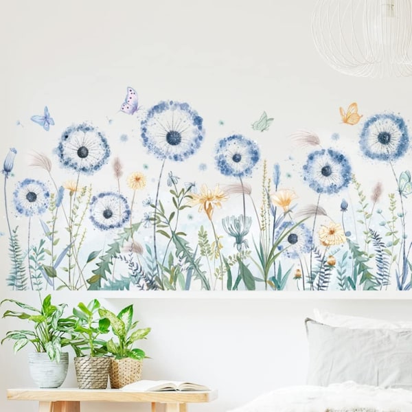 Självhäftande väggklistermärke Maskrosblomma Växt Fjäril Vägg