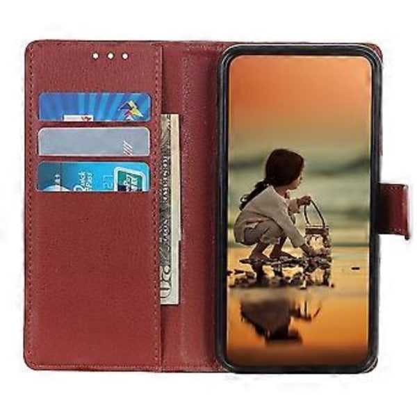 Plånboksfodral för Motorola Edge 60 Fusion 5G PU Läder Telefonskal Litchi Textur Brown