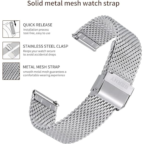 Mesh Watch Band Quick Release Watch Strap Milanese Stainless Ste
