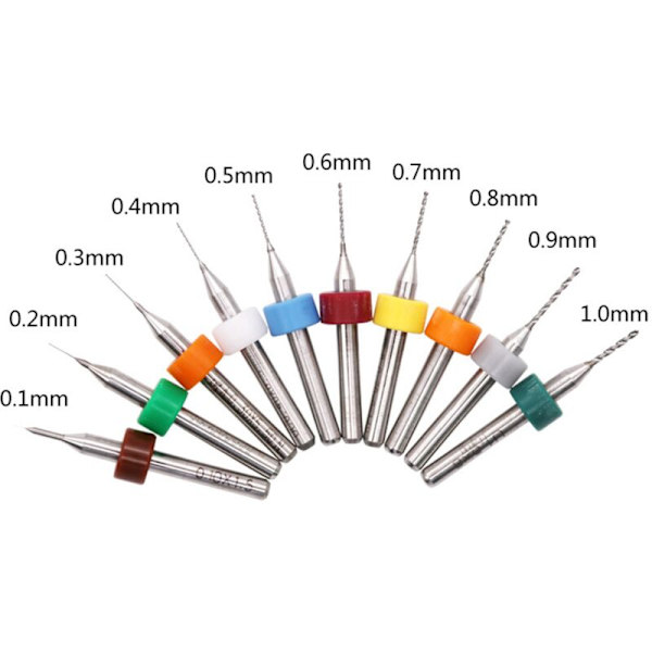 20 st Mini PCB-borr 0,1-1,0 mm, Karbidspiralfräs Karbid