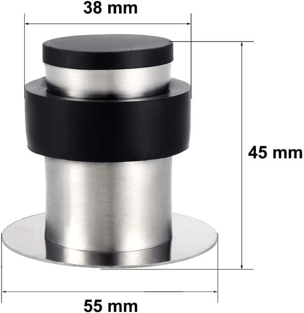 4,5 cm selvklæbende dørstopper i rustfrit stål med gummibund