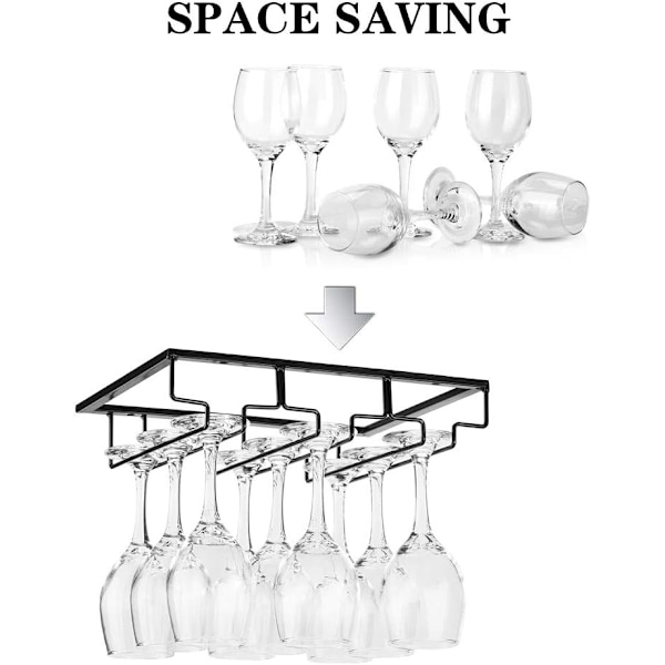 Sort Vinglasstativ - Under Cabinet Stemware Vinglasholder