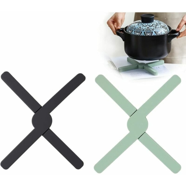 2 x Ristin muotoinen silikonilevy kuumille astioille, taitettava, ei-sl