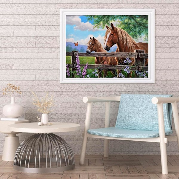 5D Diamantmaleri Kit 30x40cm DIY Farverig Hest Diamantkunst Ki