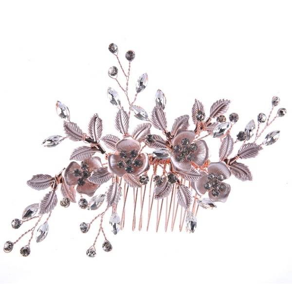 Rosa/Silver#F Bröllop Kristall Hårvinrankor Blomma Blad Hårprydnader