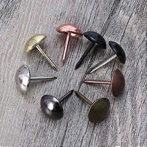 100 Stycken Antika Möbelspikar Runda Dekorativa Nubb Metall Tumspikar Sortimentskit för DIY Möbeldekor Imitationsguld Imitation gold