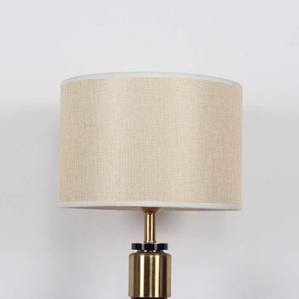 Brown drum lampshade made of natural linen light yellow 22 high 1