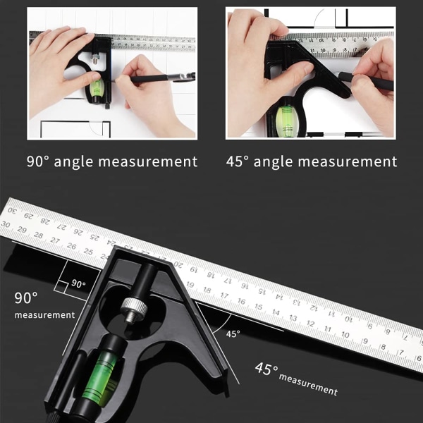 Kombination 300 mm, kombinationsvinkellinjal, kombinationskvadrat, C