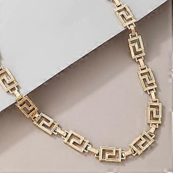 Punk Gull Choker Halskjede Kjede Uregelmessig Firkantet Maze Tatovering Halskjede Spiralmønster Geometrisk Choker Halskjede