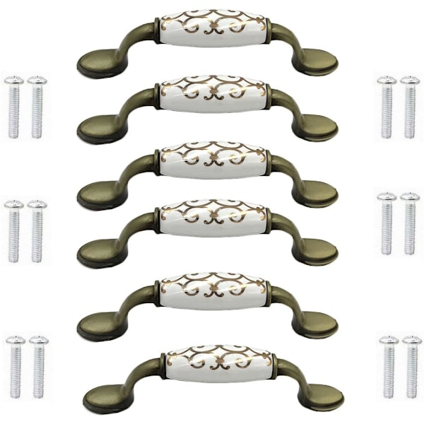 6 st/set Keramisk bronslegering dörrknoppar skåp skåp skåp