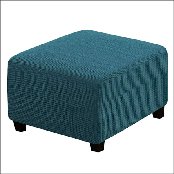 Teal Blå-Stor Fotpall Överdrag Stretch Ottoman Överdrag Plysch,  Thi
