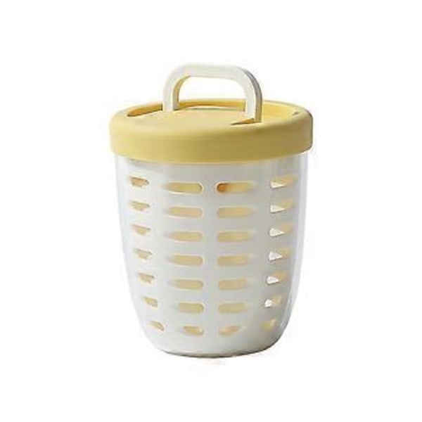 Udskillelig Frugtkop med Gaffel Bærbar Picnicboks Stor Kapacitet Opbevaring Plastikkop Forseglet og Lækagesikker Salatboks Yellow