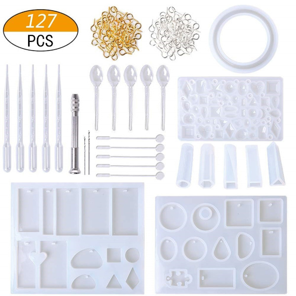 127 delars set med smyckeshänge spegel lim form tillbehör set b