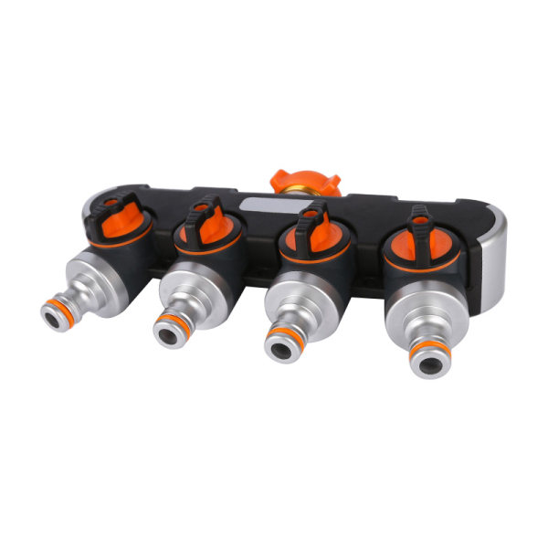 4-veis hageslangefordeler Heavy Duty Tap Distributor Orange