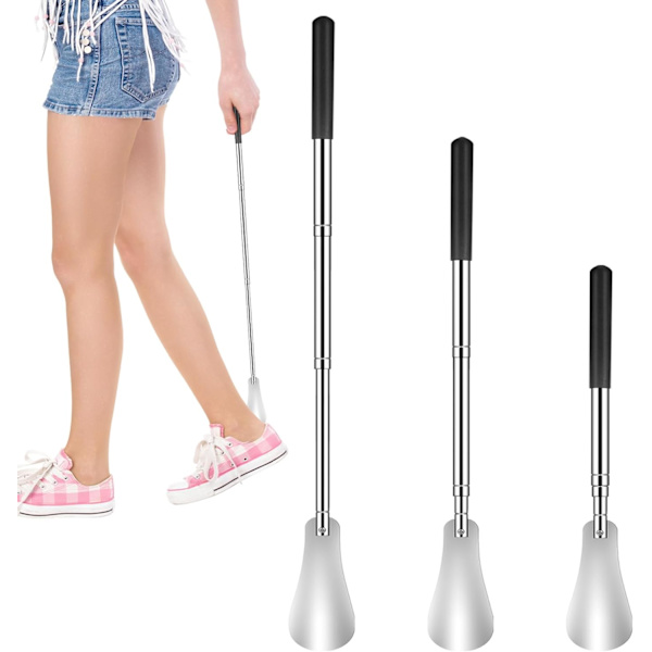 Skohorn med langt håndtak, 31-65CM teleskopisk skohorn, glatt meta
